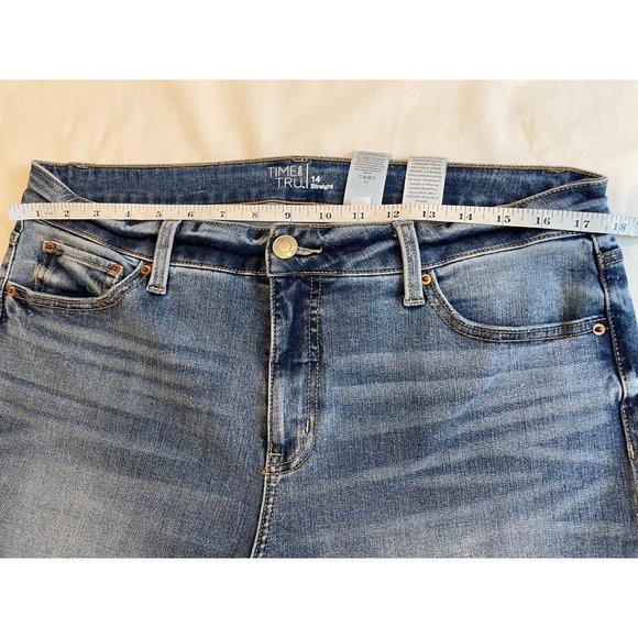 Time and Tru Womens Jeans Straight Leg TT3015642 Stretch Mid Rise Blue Size 14 - Picture 3 of 9